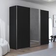 Rauch Contido 271cm 3 Door Sliding Mirror Wardrobe with Extras - Black