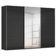 Rauch Contido 301cm 3 Door Sliding Mirror Wardrobe with Extras - Black Glass