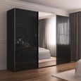 Rauch Contido 301cm 3 Door Sliding Mirror Wardrobe with Extras - Black Glass