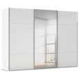 Rauch Contido 301cm 3 Door Sliding Mirror Wardrobe with Extras - Crystal White Glass