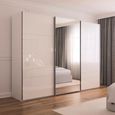 Rauch Contido 301cm 3 Door Sliding Mirror Wardrobe with Extras - Crystal White Glass