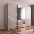Rauch Contido 301cm 3 Door Sliding Mirror Wardrobe with Extras - Silk Grey Glass