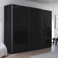 Contido Sliding Wardrobe - 301cm - 3 Door - with Extras - Black Glass