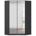 Rauch Costa 117cm 2 Door Mirrored Corner Wardrobe - Metallic Dark Grey