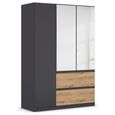Rauch Costa 136cm 3 Door Combi Wardrobe - Metallic Dark Grey and Artisan Oak