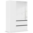 Rauch Costa 136cm 3 Door Combi Wardrobe with Metallic Dark Grey Handle - Alpine White