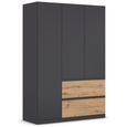 Rauch Costa 136cm 3 Door Wardrobe with Drawers - Metallic Dark Grey and Artisan Oak