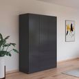Rauch Costa 136cm 3 Door Wardrobe with Drawers - Metallic Dark Grey