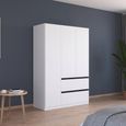 Rauch Costa 136cm 3 Door Wardrobe with Drawers and Metallic Dark Grey Handle - Alpine White