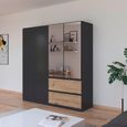 Rauch Costa 181cm 4 Door Combi Wardrobe - Metallic Dark Grey and Artisan Oak