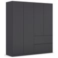 Rauch Costa 181cm 4 Door Wardrobe with Drawers - Metallic Dark Grey