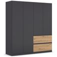 Rauch Costa 181cm 4 Door Wardrobe with Drawers - Metallic Dark Grey and Artisan Oak