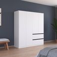Rauch Costa 181cm 4 Door Wardrobe with Drawers and Metallic Dark Grey Handle - Alpine White