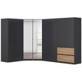 Rauch Costa 208cm 8 Door L-Shaped Corner Wardrobe - Metallic Dark Grey and Artisan Oak