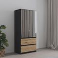 Rauch Costa 91cm 2 Door Combi Wardrobe - Metallic Dark Grey and Artisan Oak