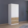 Rauch Costa 91cm 2 Door Wardrobe with Drawers - Alpine White and Artisan Oak