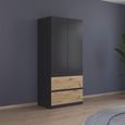 Rauch Costa 91cm 2 Door Wardrobe with Drawers - Metallic Dark Grey and Artisan Oak
