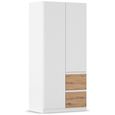 Rauch Costa 91cm 2 Door Wardrobe with LHF Drawers - Alpine White and Artisan Oak