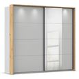 Rauch Credo 226cm 2 Door Sliding Wardrobe with Mirror - Silk Grey and Artisan Oak