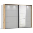 Rauch Credo 271cm 2 Door Sliding Wardrobe with Mirror - Silk Grey and Artisan Oak