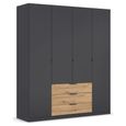 Rauch Davoa 181cm 4 Door Wardrobe - Metallic Dark Grey and Artisan Oak