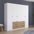 Rauch Davoa 226cm 5 Door Wardrobe - Alpine White and Artisan Oak