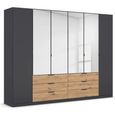 Rauch Davoa 271cm 6 Door Combi Wardrobe - Metallic Dark Grey and Artisan Oak