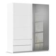Rauch Elara 181cm 2 Door Combi Sliding Wardrobe - Alpine White and Grey Mirror