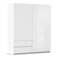 Rauch Elara 181cm 2 Door Combi Sliding Wardrobe - Alpine White and White Glass
