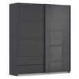Rauch Elara 181cm 2 Door Combi Sliding Wardrobe - Metallic Dark Grey and Basalt Glass