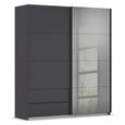 Rauch Elara 181cm 2 Door Combi Sliding Wardrobe - Metallic Dark Grey and Grey Mirror