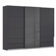 Rauch Elara 271cm 3 Door Combi Sliding Wardrobe - Metallic Dark Grey and Basalt Glass