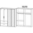 Rauch Elegant4you 181cm 4 Door Combi Wardrobe with 2 Drawer - 210cm - Alpine White and White High Gloss