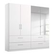 Rauch Elegant4you 181cm 4 Door Combi Wardrobe with 4 Drawer - 197cm - Alpine White and White High Gloss