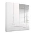 Rauch Elegant4you 181cm 4 Door Combi Wardrobe with 4 Drawer - 210cm - Alpine White and White High Gloss