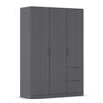 Rauch Ella 136cm 3 Door Wardrobe with Drawer - Metallic Dark Grey