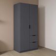 Rauch Ella 91cm 2 Door Wardrobe with Drawer - Metallic Dark Grey