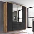 Rauch Erimo 204cm 4 Door Combi Wardrobe with 3 Drawer - Artisan Oak and Basalt Glass
