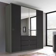 Rauch Erimo 204cm 4 Door Combi Wardrobe with 3 Drawer - Graphite and Basalt Glass