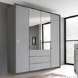 Rauch Erimo 204cm 4 Door Combi Wardrobe with 3 Drawer - Graphite and Silk Grey Glass