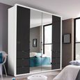 Erimo Wardrobe - 204cm - 4 Door - 6 Drawer - Combi - Alpine White & Basalt Glass