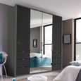 Erimo Wardrobe - 204cm - 4 Door - 6 Drawer - Combi - Graphite & Basalt Glass