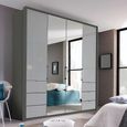 Erimo Wardrobe - 204cm - 4 Door - 6 Drawer - Combi - Graphite & Silk Grey Glass