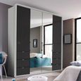 Erimo Wardrobe - 204cm - 4 Door - 6 Drawer - Combi - Silk Grey & Basalt Glass