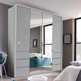 Erimo Wardrobe - 204cm - 4 Door - 6 Drawer - Combi - Silk Grey & Silk Grey Glass