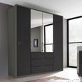Erimo Wardrobe - 204cm - 4 Door - with Drawer - Combi - Graphite & Basalt Glass