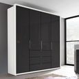 Rauch Erimo 204cm 4 Door Wardrobe with 3 Drawer - Alpine White and Basalt Glass
