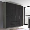 Rauch Erimo 204cm 4 Door Wardrobe with 3 Drawer - Graphite and Basalt Glass