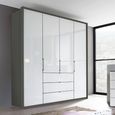 Rauch Erimo 204cm 4 Door Wardrobe with 3 Drawer - Graphite and Crystal White Glass
