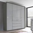 Rauch Erimo 204cm 4 Door Wardrobe with 3 Drawer - Graphite and Silk Grey Glass